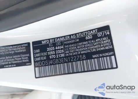 2014 Mercedes-Benz Cla 250 4Matic из США, поврежденный, VIN WDDSJ4GB3EN122758